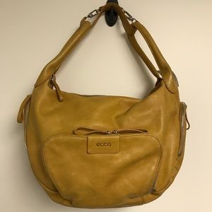 ECCO Mustard Yellow Leather Slouchy Shoulder Bag